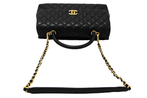 Chanel Black Quilted Caviar Leather Maxi Flap Bag with Top Handle Bag