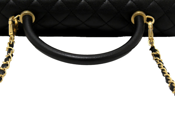 Chanel Black Quilted Caviar Leather Maxi Flap Bag with Top Handle Bag