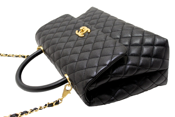 Chanel Black Quilted Caviar Leather Maxi Flap Bag with Top Handle Bag