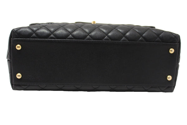 Chanel Black Quilted Caviar Leather Maxi Flap Bag with Top Handle Bag