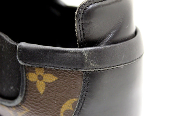 Louis Vuitton Men's Classic Monogram with Black Leather Slalom Low Top Sneaker Size 8.5