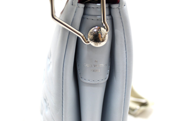 Louis Vuitton Ice Blue Lambskin Embossed Monogram Coussin PM Bag