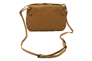 Bottega Veneta Brown Woven Lambskin Leather Medium Loop Camera Bag