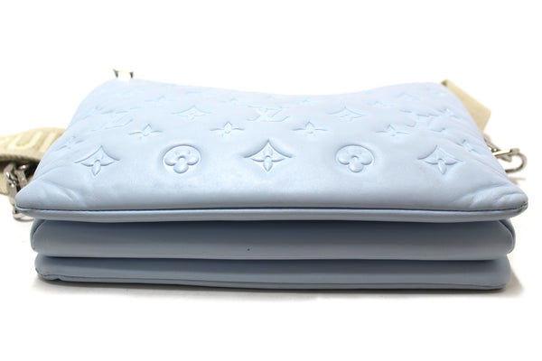 Louis Vuitton Ice Blue Lambskin Embossed Monogram Coussin PM Bag