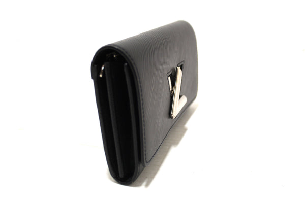 Louis Vuitton Black Epi Leather Twist Sarah Long Wallet