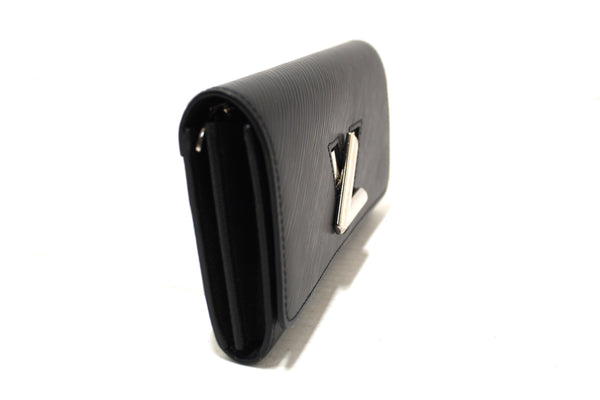 Louis Vuitton Black Epi Leather Twist Sarah Long Wallet