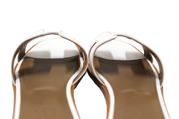 NEW  Hermes White Box Calfskin Oran Flat Sandals Size 36.5