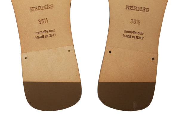 NEW  Hermes White Box Calfskin Oran Flat Sandals Size 36.5