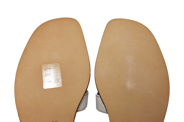 NEW  Hermes White Box Calfskin Oran Flat Sandals Size 36.5