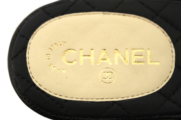 Chanel Black Leather Quilted Toe Flat Sandal Size 36