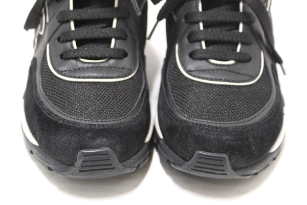 Chanel Black Suede Leather Calfskin CC Sneakers Size 36