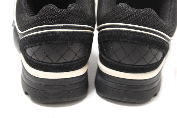 Chanel Black Suede Leather Calfskin CC Sneakers Size 36