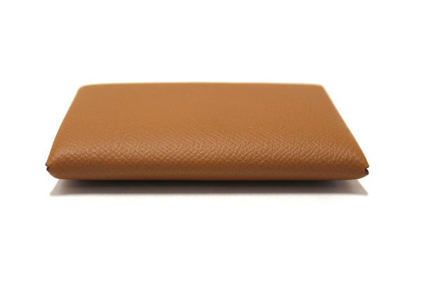 NEW  Hermes Brown Epsom Verso Calvi Card Holder Case