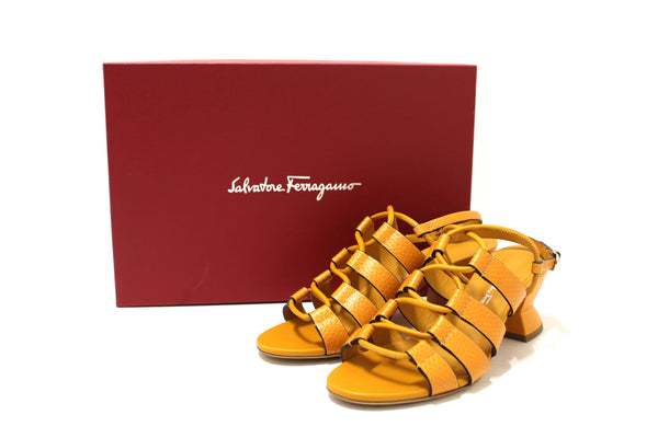 Salvatore Ferragamo Golden Reptile Sirmio 55 Sandals Size 7C