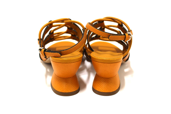 Salvatore Ferragamo Golden Reptile Sirmio 55 Sandals Size 7C
