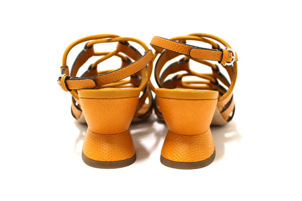 Salvatore Ferragamo Golden Reptile Sirmio 55 Sandals Size 7C