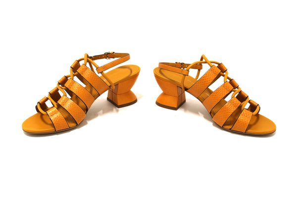 Salvatore Ferragamo Golden Reptile Sirmio 55 Sandals Size 7C