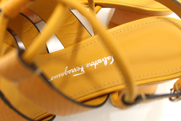 Salvatore Ferragamo Golden Reptile Sirmio 55 Sandals Size 7C