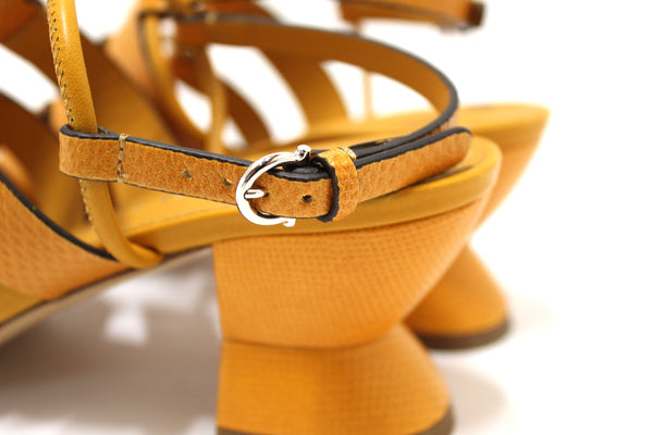 Salvatore Ferragamo Golden Reptile Sirmio 55 Sandals Size 7C
