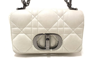 Christian Dior White Lambskin Leather Small Caro Shoulder Crossbody Bag
