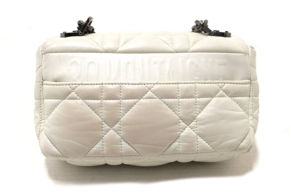Christian Dior White Lambskin Leather Small Caro Shoulder Crossbody Bag