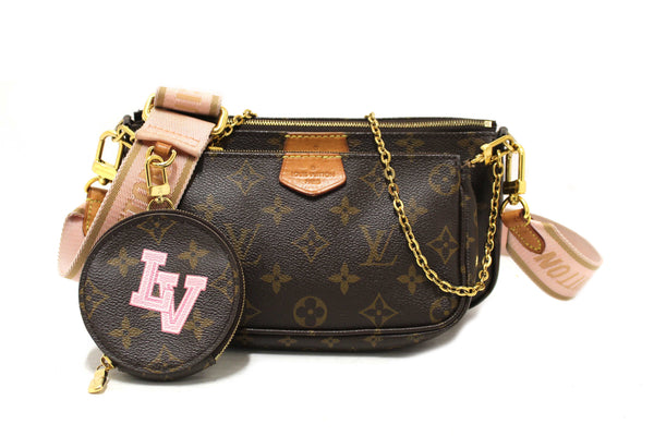 Louis Vuitton Classic Monogram Pink Strap Multi-Pochette Accessoires Bag