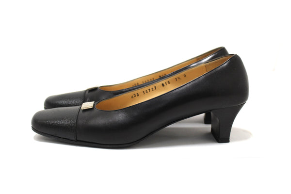 Salvatore Ferragamo Black Leather Ramila 5cm Pumps Shoes Size 7.5D