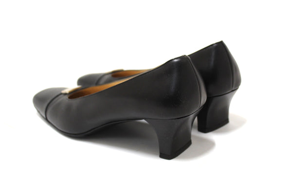 Salvatore Ferragamo Black Leather Ramila 5cm Pumps Shoes Size 7.5D