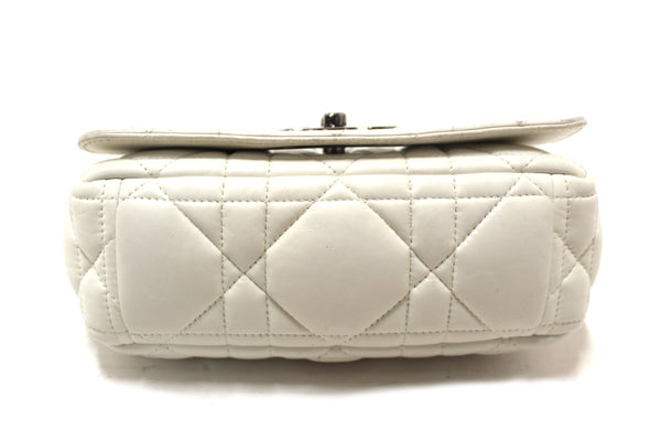 Christian Dior White Lambskin Leather Small Caro Shoulder Crossbody Bag
