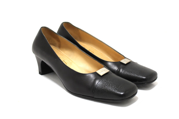 Salvatore Ferragamo Black Leather Ramila 5cm Pumps Shoes Size 7.5D