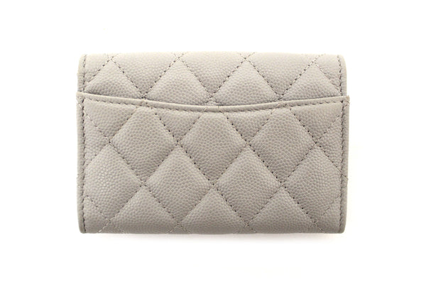 Chanel Grey Caviar Quilted Leather CC Flap Card Holder