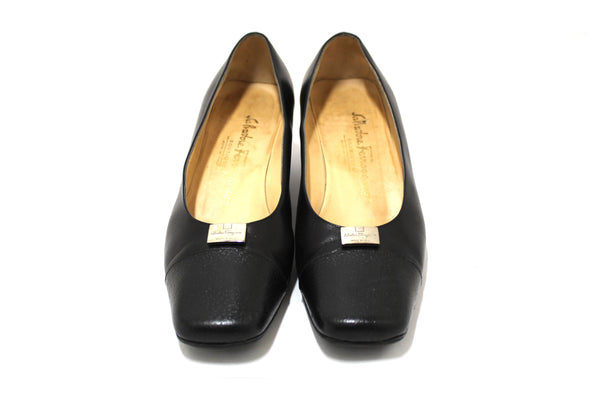 Salvatore Ferragamo Black Leather Ramila 5cm Pumps | Italystation.com - Now at italystation.com