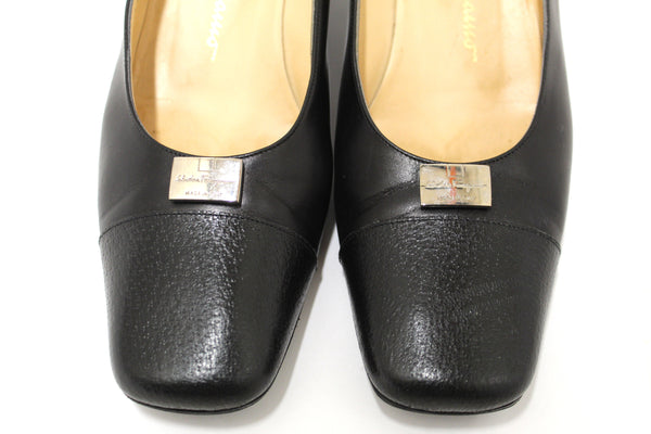 Salvatore Ferragamo Black Leather Ramila 5cm Pumps Shoes Size 7.5D