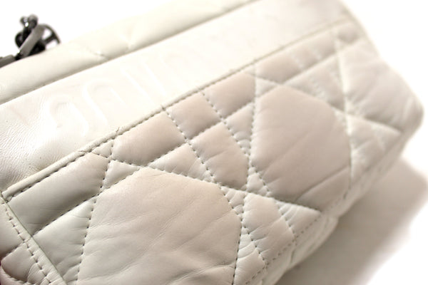 Christian Dior White Lambskin Leather Small Caro Shoulder Crossbody Bag