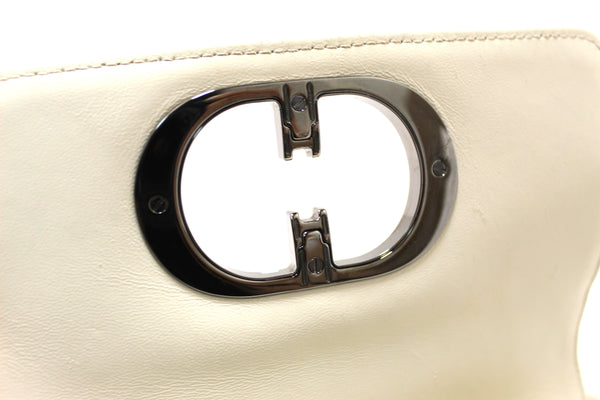 Christian Dior White Lambskin Leather Small Caro Shoulder Crossbody Bag