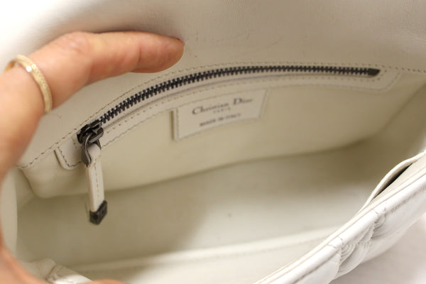 Christian Dior White Lambskin Leather Small Caro Shoulder Crossbody Bag