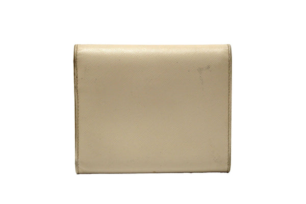 Prada White Saffiano Leather Bifold Medium Wallet