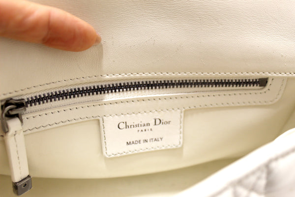 Christian Dior White Lambskin Leather Small Caro Shoulder Crossbody Bag