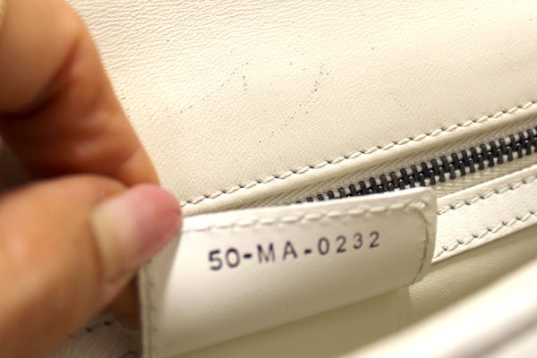 Christian Dior White Lambskin Leather Small Caro Shoulder Crossbody Bag