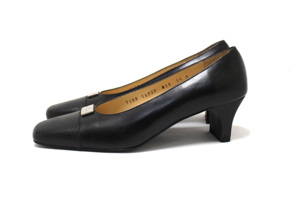 Salvatore Ferragamo Black Leather Ramila 5cm Pumps Shoes Size 5.5D