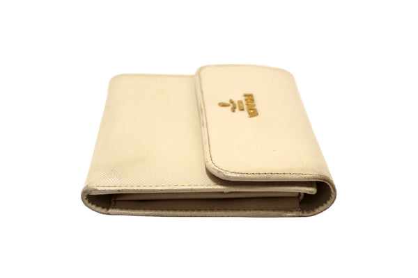 Prada White Saffiano Leather Bifold Medium Wallet