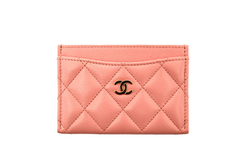 Chanel Pink Quilted Caviar Leather Card Holder