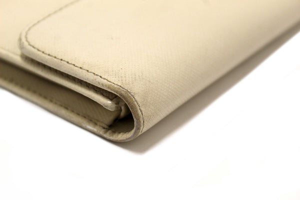 Prada White Saffiano Leather Bifold Medium Wallet