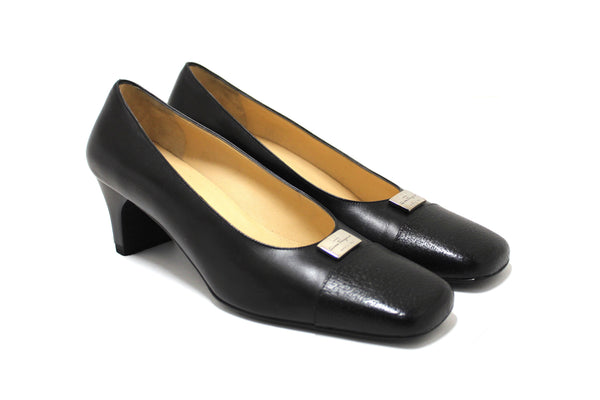 Salvatore Ferragamo Black Leather Ramila 5cm Pumps Shoes Size 5.5D