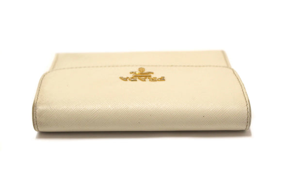 Prada White Saffiano Leather Bifold Medium Wallet