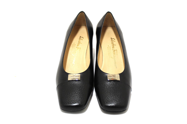 Salvatore Ferragamo Black Leather Ramila 5cm Pumps Shoes Size 5.5D
