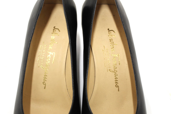 Salvatore Ferragamo Black Leather Ramila 5cm Pumps Shoes Size 5.5D