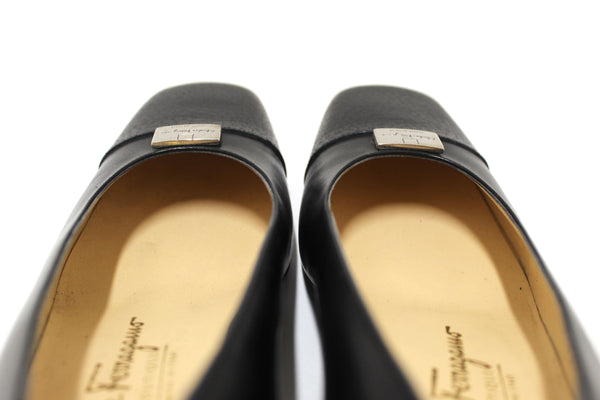 Salvatore Ferragamo Black Leather Ramila 5cm Pumps Shoes Size 5.5D