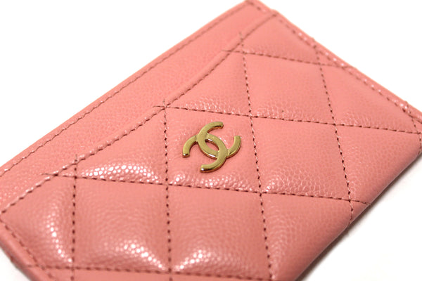 Chanel Pink Quilted Caviar Leather Card Holder