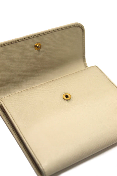 Prada White Saffiano Leather Bifold Medium Wallet